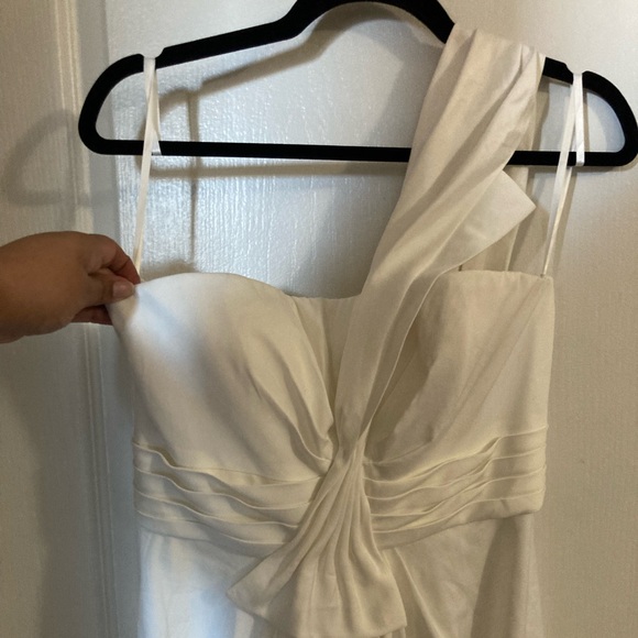Bcbgmaxazria White One Shoulder Dress, Size 10 - Picture 5 of 8